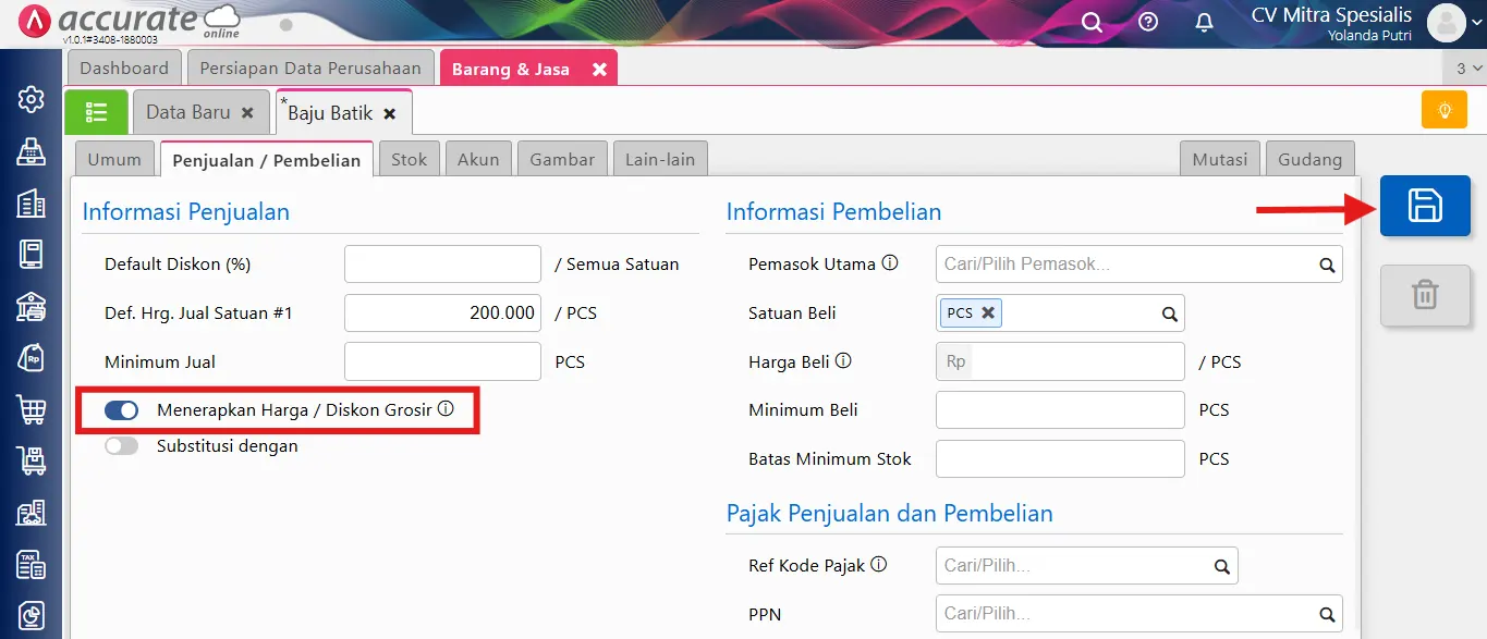 menerapkan harga grosir pada penjualan barang